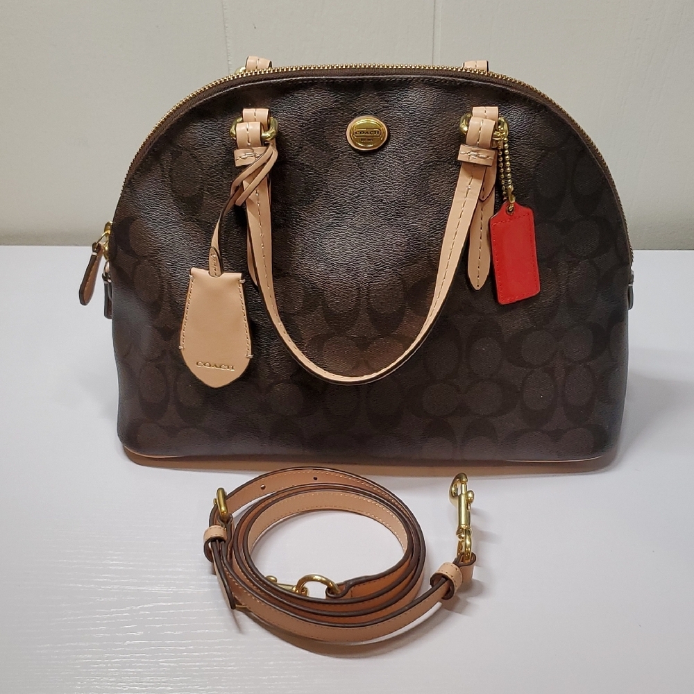 Coach F26184 Peyton Signature Cora Domed Satchel Excellent Condition